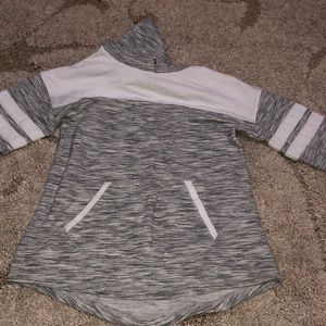 Gray and white hoodie